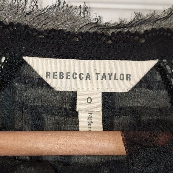 Rebecca Taylor Black Silk Blend Blouse Sz 0 - Picture 5 of 13